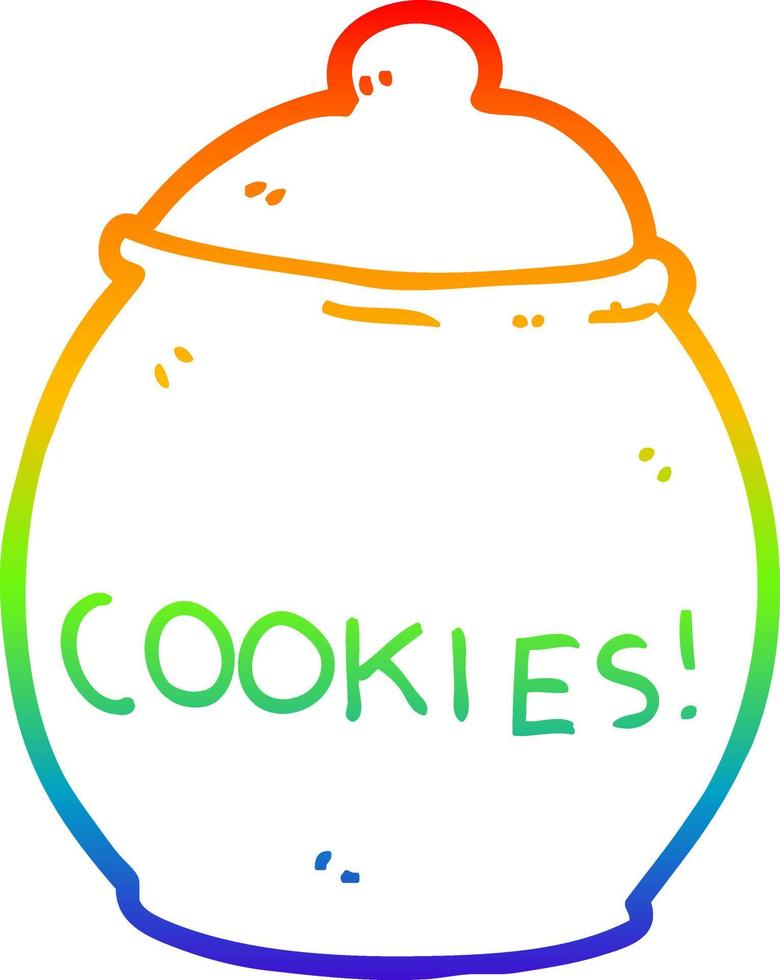 rainbow gradient line drawing cartoon cookie jar vector