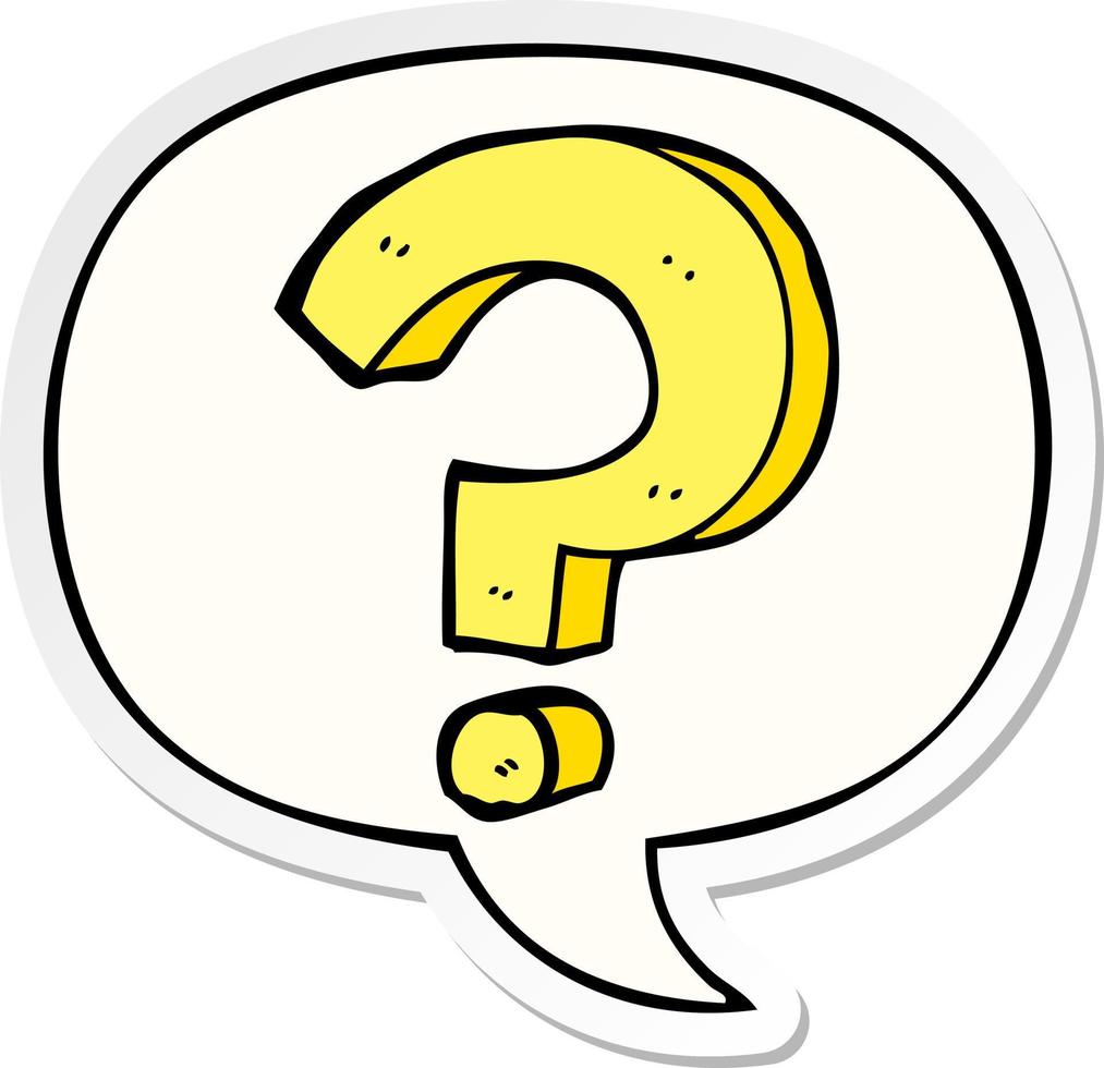 cartoon question mark and speech bubble sticker vector