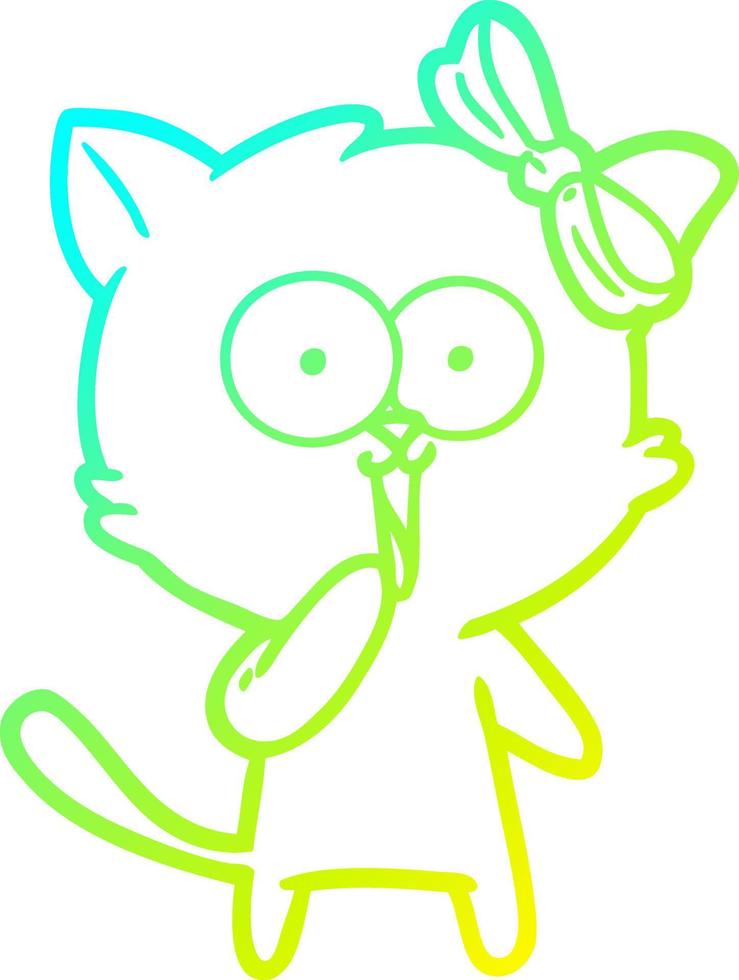 cold gradient line drawing cartoon cat vector