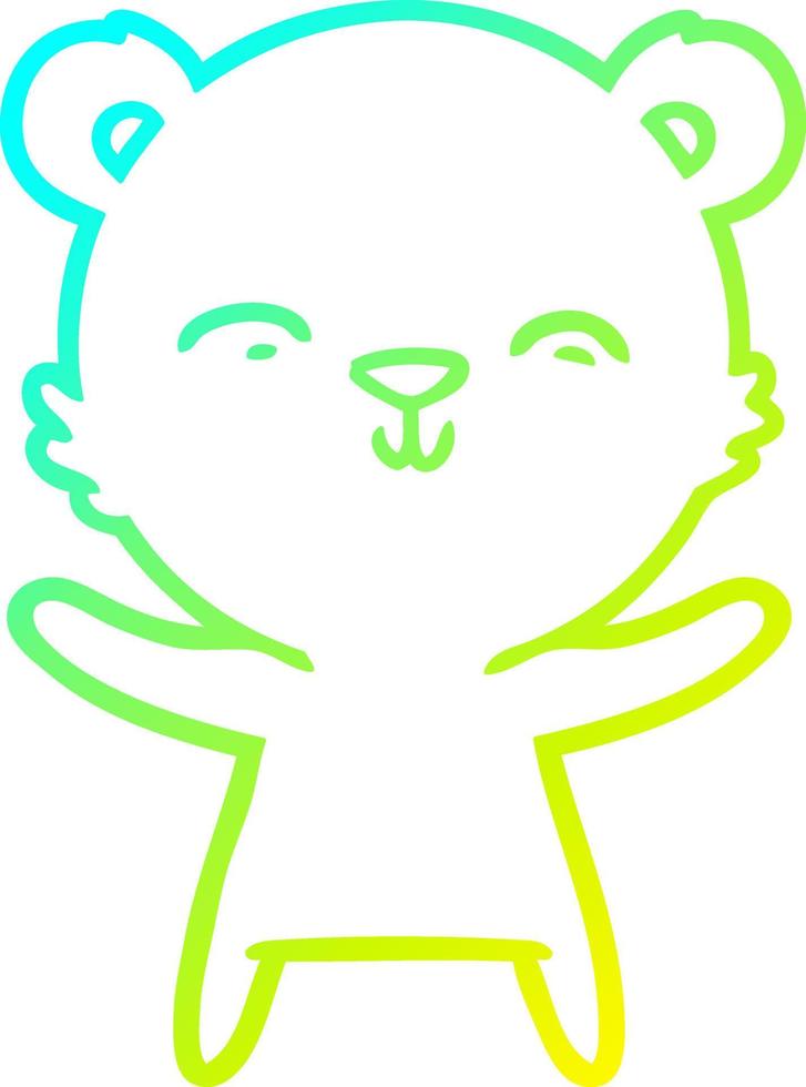 cold gradient line drawing happy cartoon polar bear vector