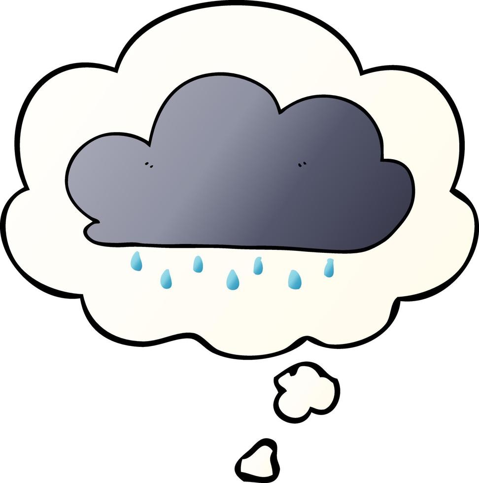 cartoon rain cloud and thought bubble in smooth gradient style vector