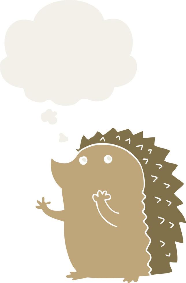 cartoon hedgehog and thought bubble in retro style vector