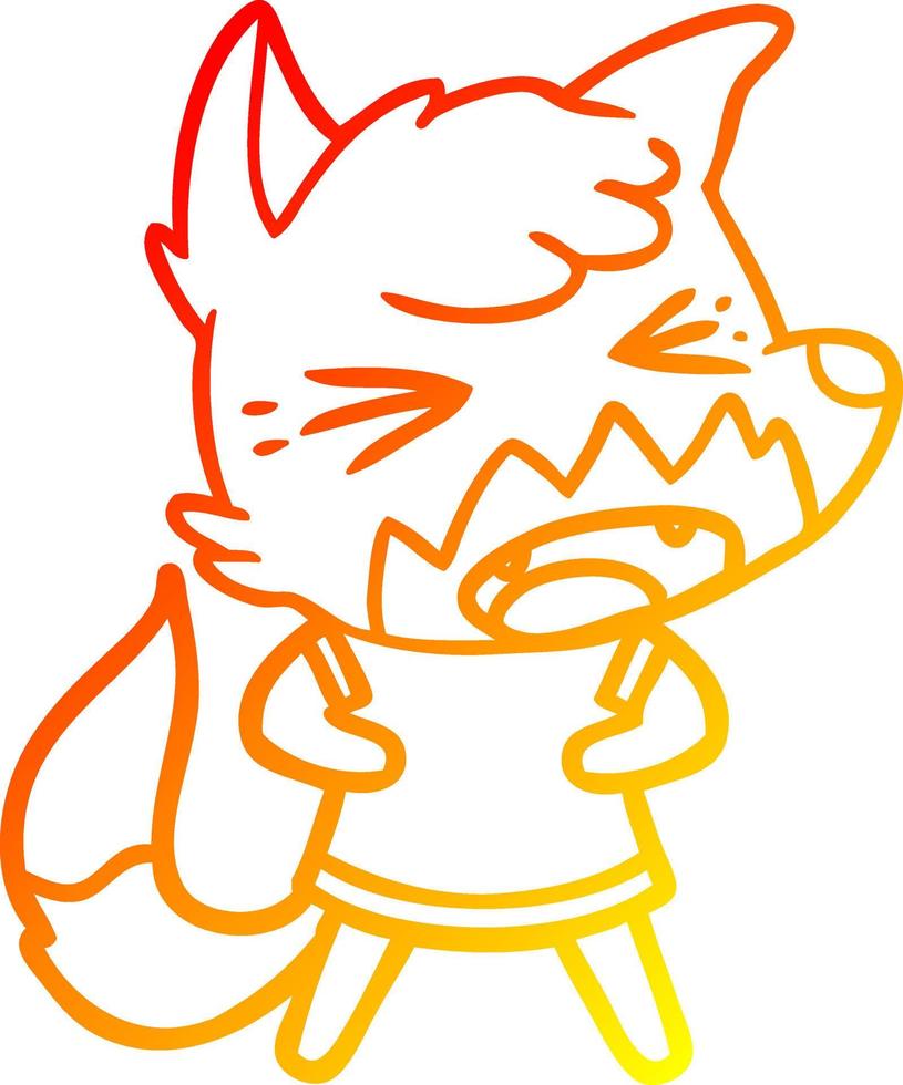 warm gradient line drawing angry cartoon fox vector