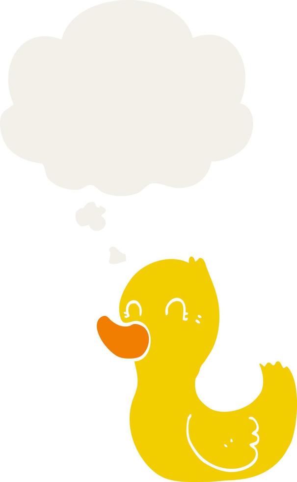 cartoon duck and thought bubble in retro style vector