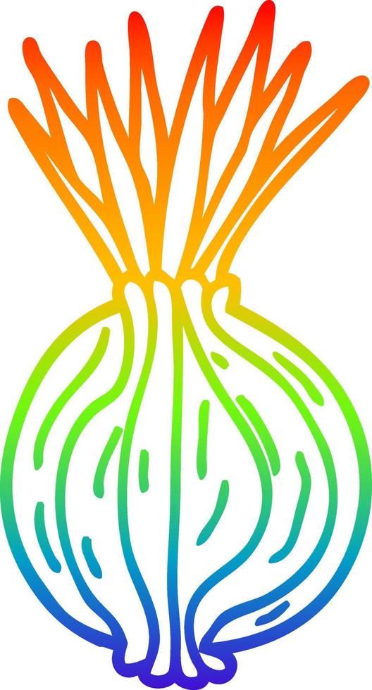 rainbow gradient line drawing cartoon sprouting onion vector