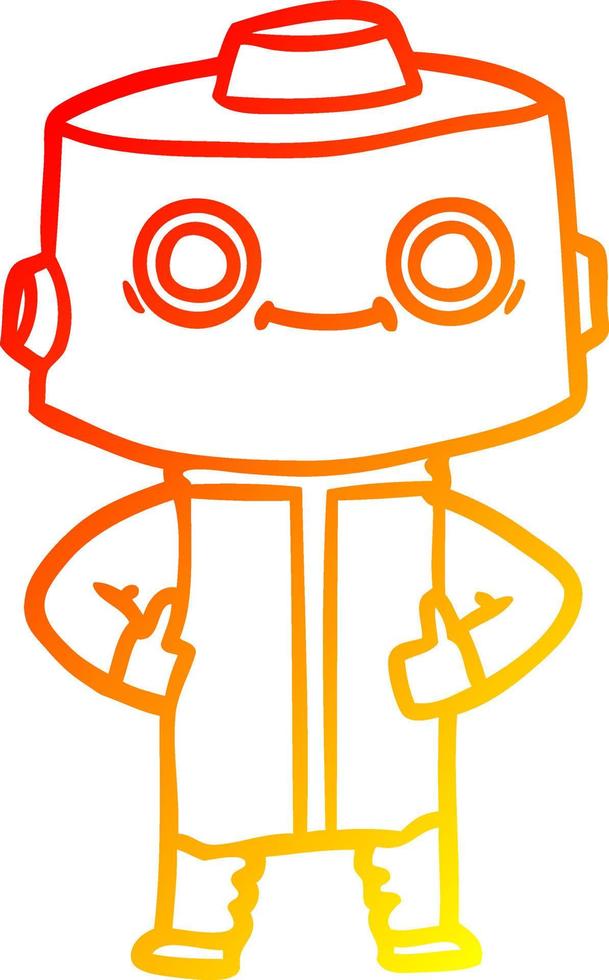 warm gradient line drawing cartoon robot vector