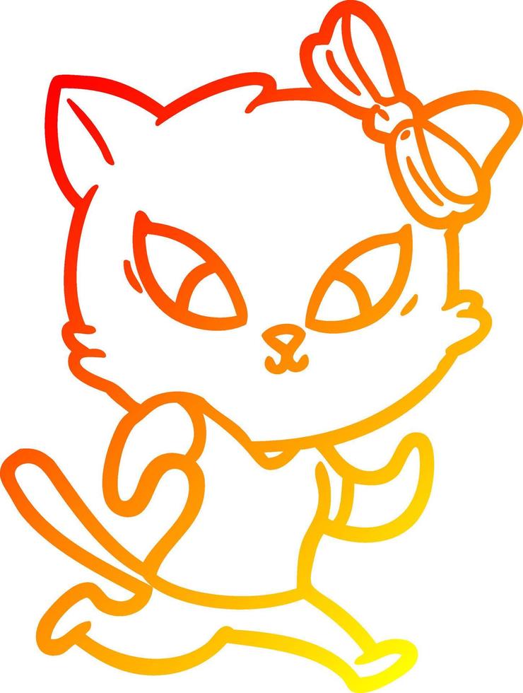 gato de dibujos animados de dibujo de línea de gradiente cálido vector