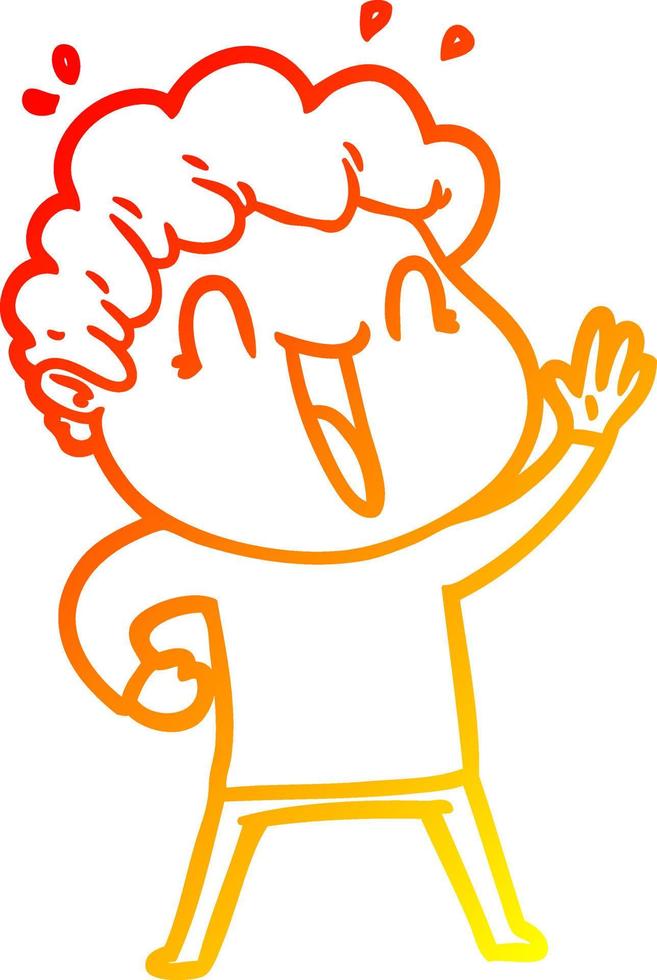 warm gradient line drawing cartoon happy man vector