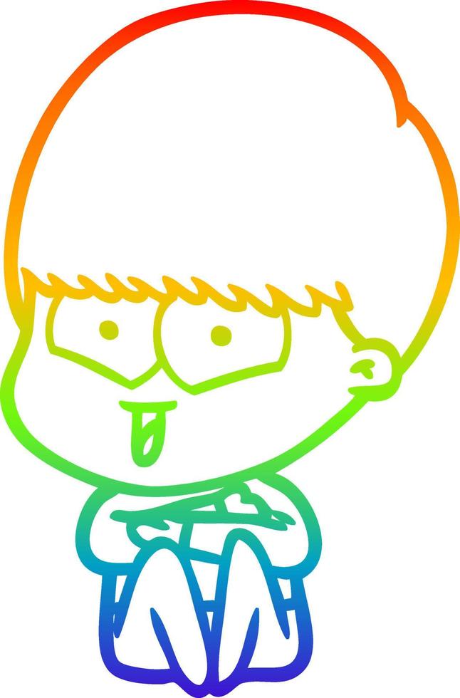 rainbow gradient line drawing cartoon happy boy vector