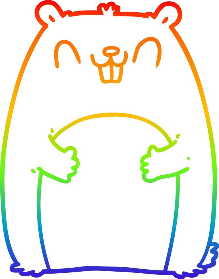 rainbow gradient line drawing cartoon happy gopher vector