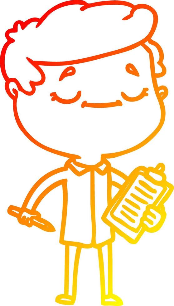 warm gradient line drawing cartoon peaceful man vector