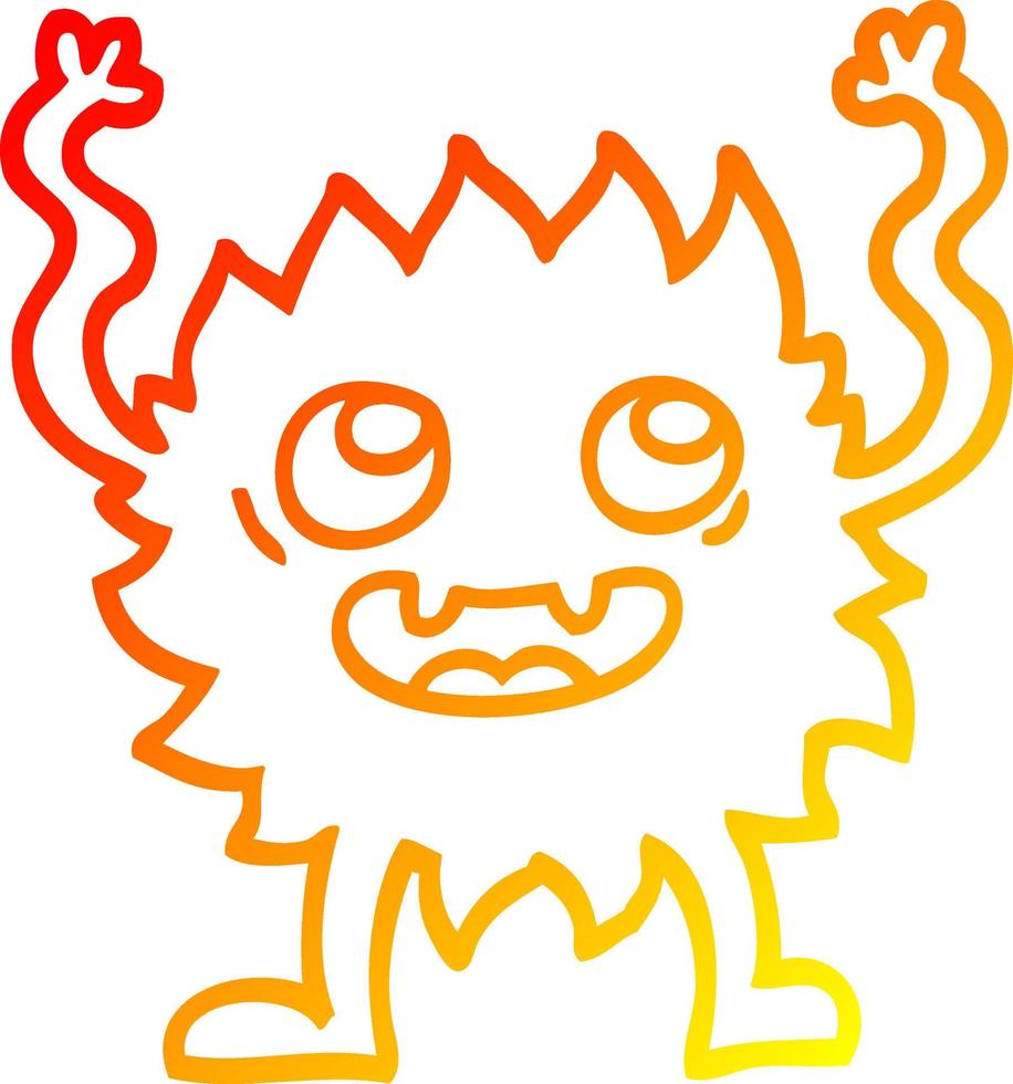 warm gradient line drawing cartoon funny furry monster vector