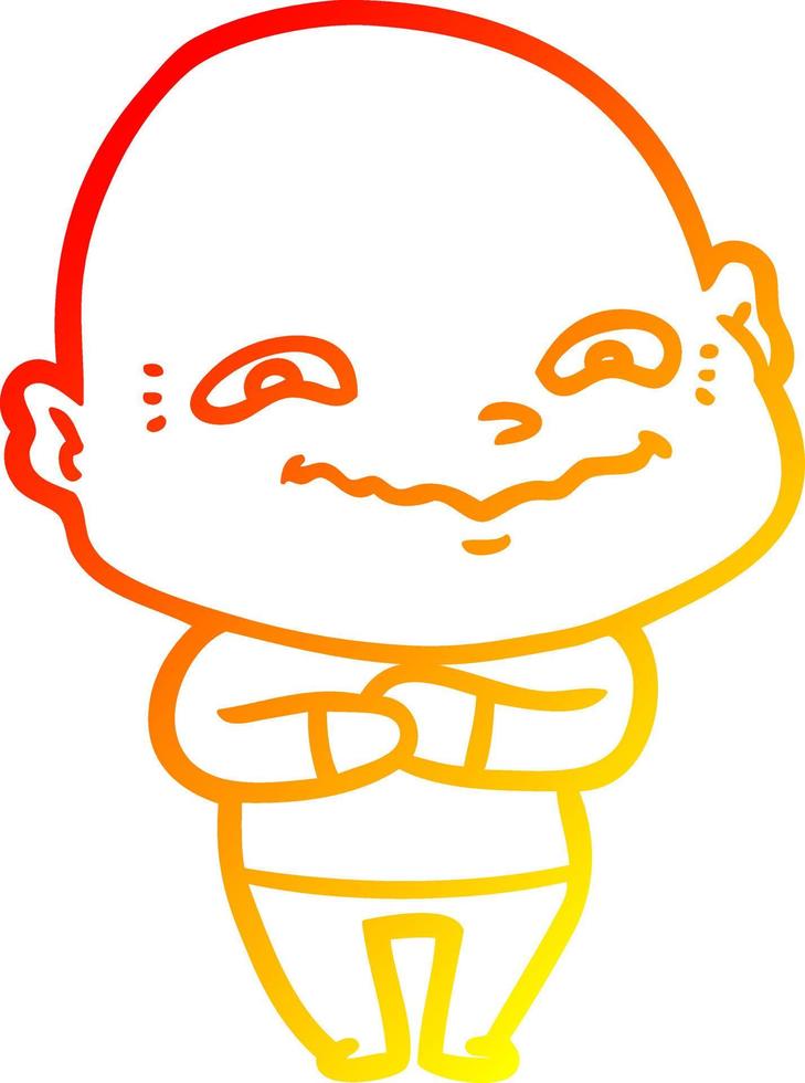 warm gradient line drawing cartoon creepy guy vector