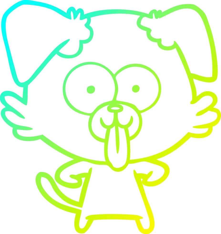 cold gradient line drawing cartoon dog with tongue sticking out vector