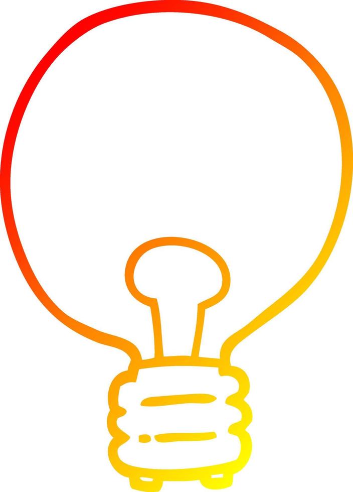 warm gradient line drawing cartoon light bulb vector