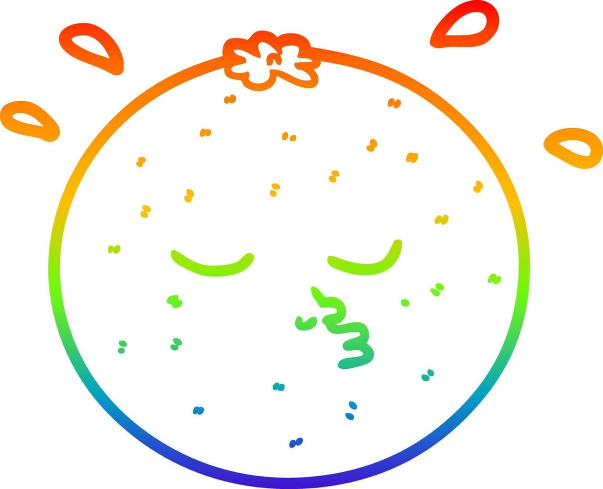 arco iris gradiente línea dibujo dibujos animados naranja con cara vector
