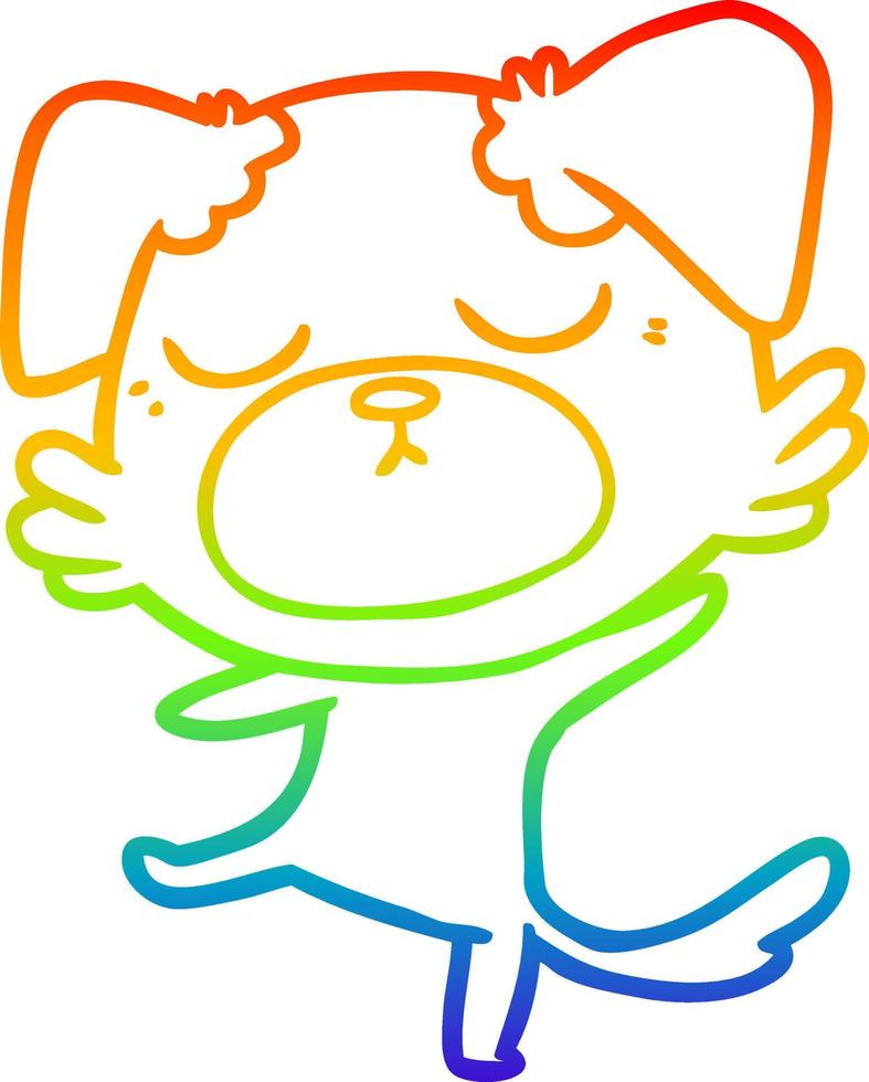 rainbow gradient line drawing cute cartoon dog vector