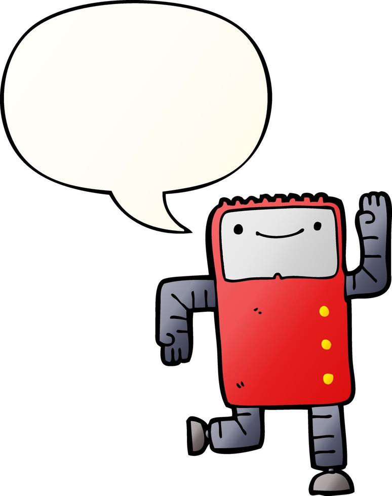 cartoon robot and speech bubble in smooth gradient style vector