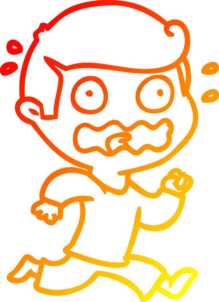 warm gradient line drawing cartoon man totally stressed out vector