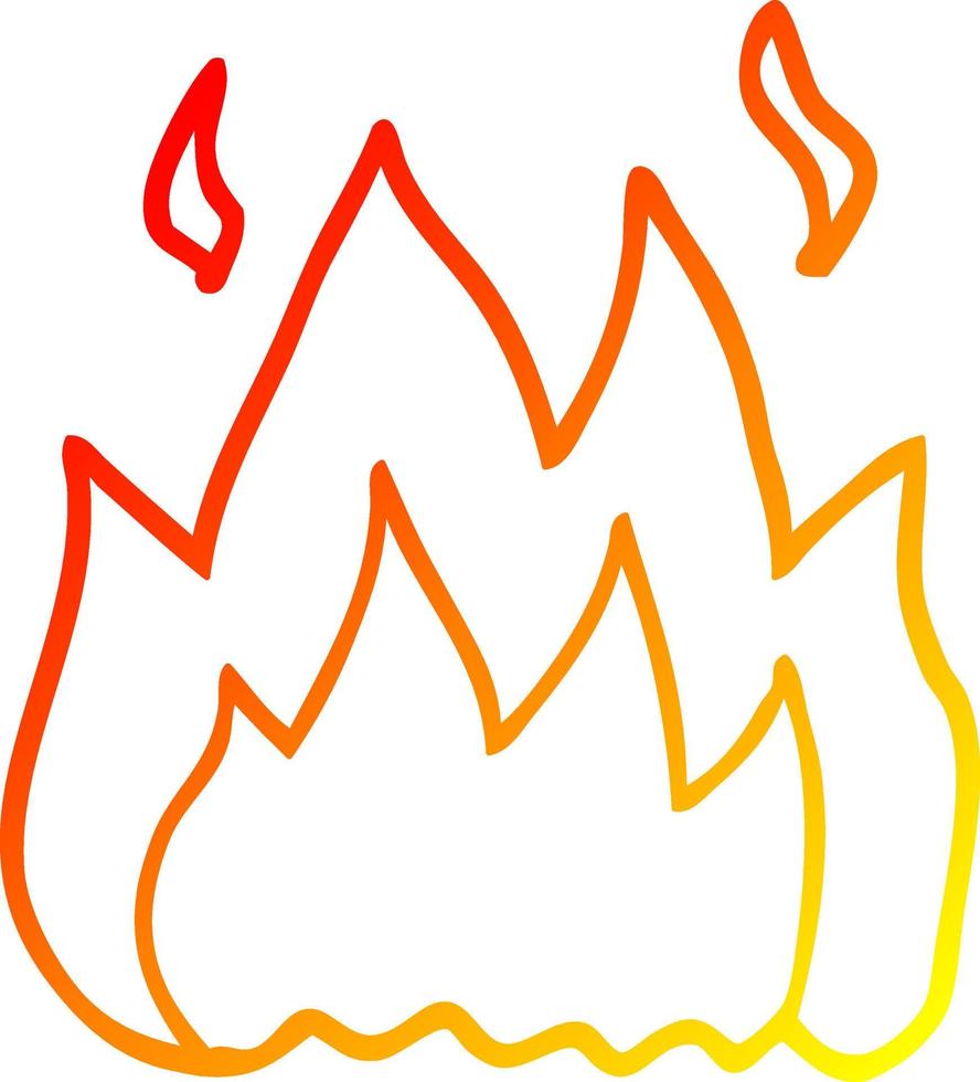 warm gradient line drawing cartoon fire burning vector