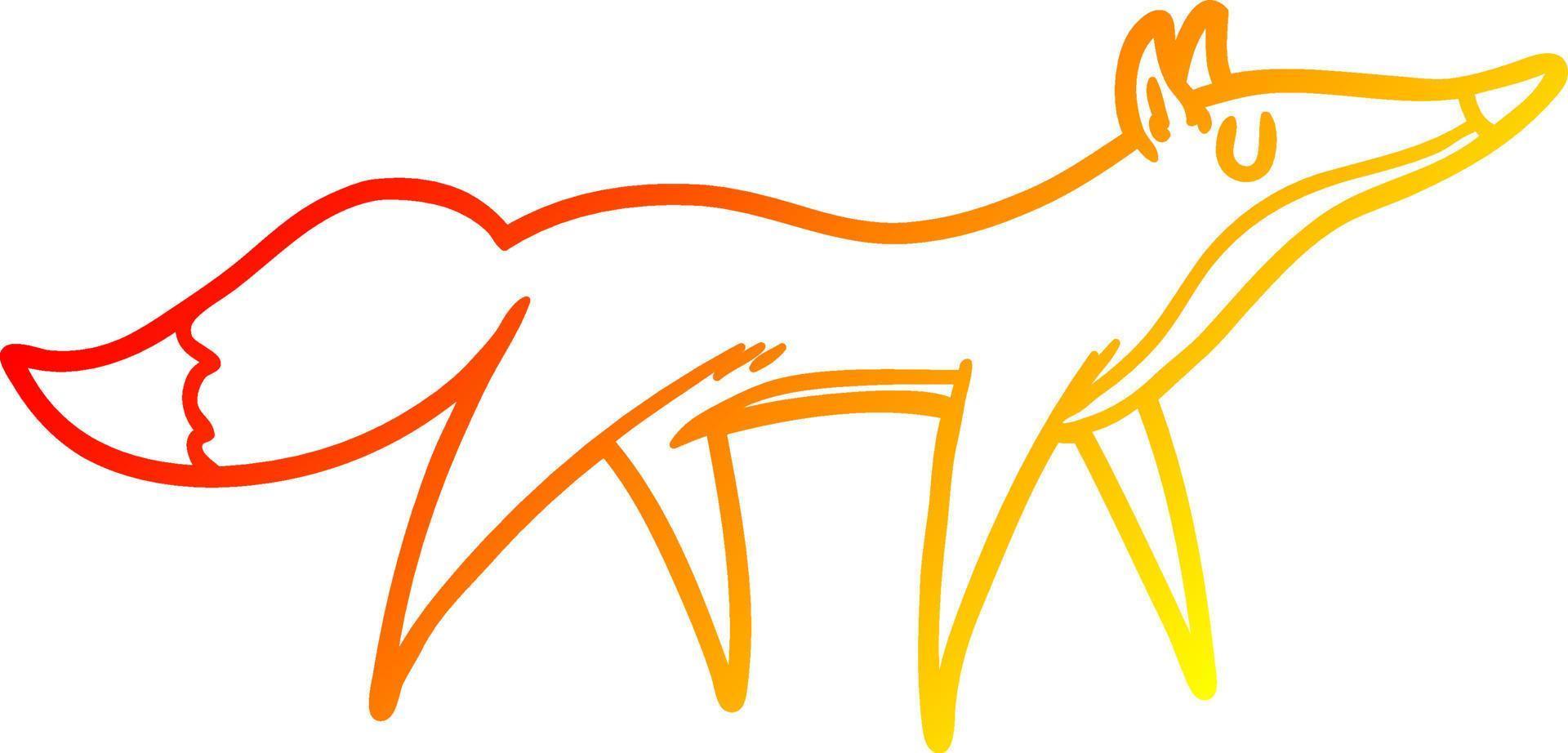 warm gradient line drawing cartoon fox vector