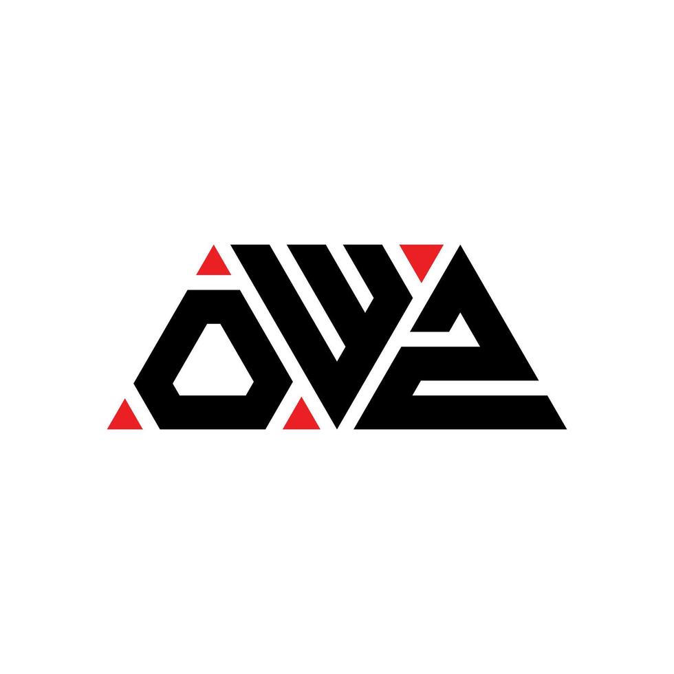 OWZ triangle letter logo design with triangle shape. OWZ triangle logo design monogram. OWZ triangle vector logo template with red color. OWZ triangular logo Simple, Elegant, and Luxurious Logo. OWZ