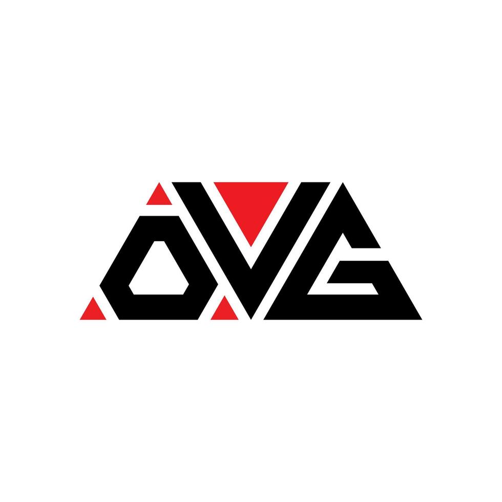 OVG triangle letter logo design with triangle shape. OVG triangle logo design monogram. OVG triangle vector logo template with red color. OVG triangular logo Simple, Elegant, and Luxurious Logo. OVG