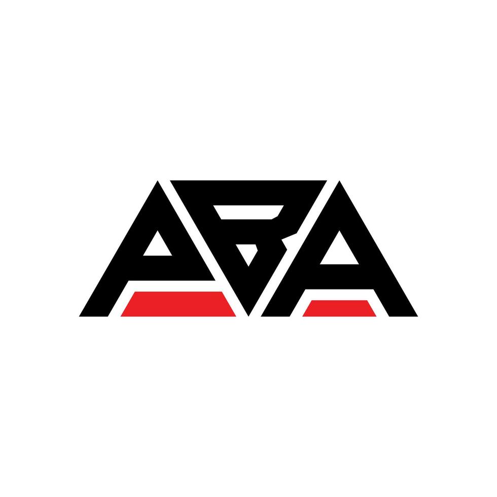 diseño de logotipo de letra triangular pba con forma de triángulo. monograma de diseño de logotipo de triángulo pba. plantilla de logotipo de vector de triángulo pba con color rojo. logo triangular pba logo simple, elegante y lujoso. pba