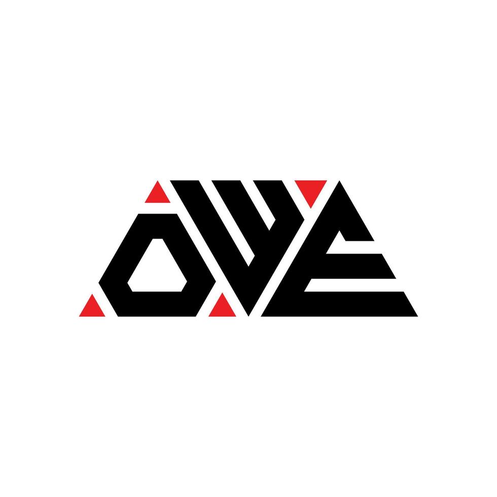 OWE triangle letter logo design with triangle shape. OWE triangle logo design monogram. OWE triangle vector logo template with red color. OWE triangular logo Simple, Elegant, and Luxurious Logo. OWE