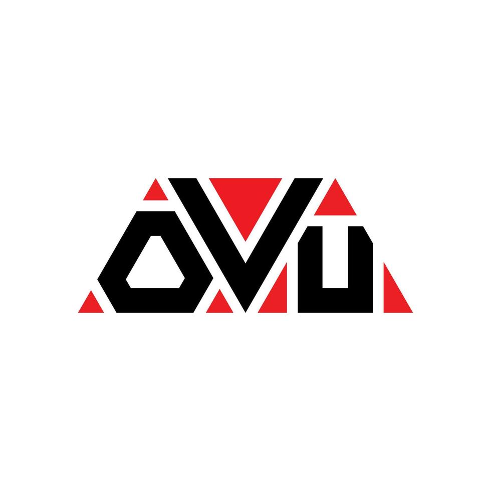 OVU triangle letter logo design with triangle shape. OVU triangle logo design monogram. OVU triangle vector logo template with red color. OVU triangular logo Simple, Elegant, and Luxurious Logo. OVU