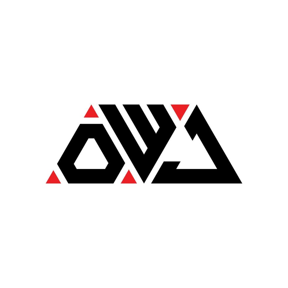 diseño de logotipo de letra triangular owj con forma de triángulo. monograma de diseño de logotipo de triángulo owj. plantilla de logotipo de vector de triángulo owj con color rojo. logotipo triangular owj logotipo simple, elegante y lujoso. owj