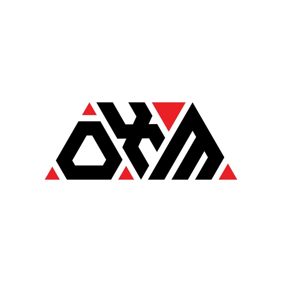 diseño de logotipo de letra triangular oxm con forma de triángulo. monograma de diseño del logotipo del triángulo oxm. plantilla de logotipo de vector de triángulo oxm con color rojo. logo triangular oxm logo simple, elegante y lujoso. oxm