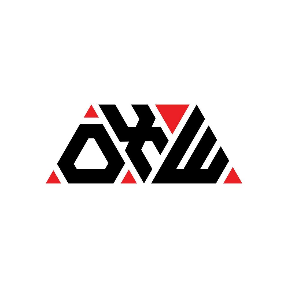 OXW triangle letter logo design with triangle shape. OXW triangle logo design monogram. OXW triangle vector logo template with red color. OXW triangular logo Simple, Elegant, and Luxurious Logo. OXW