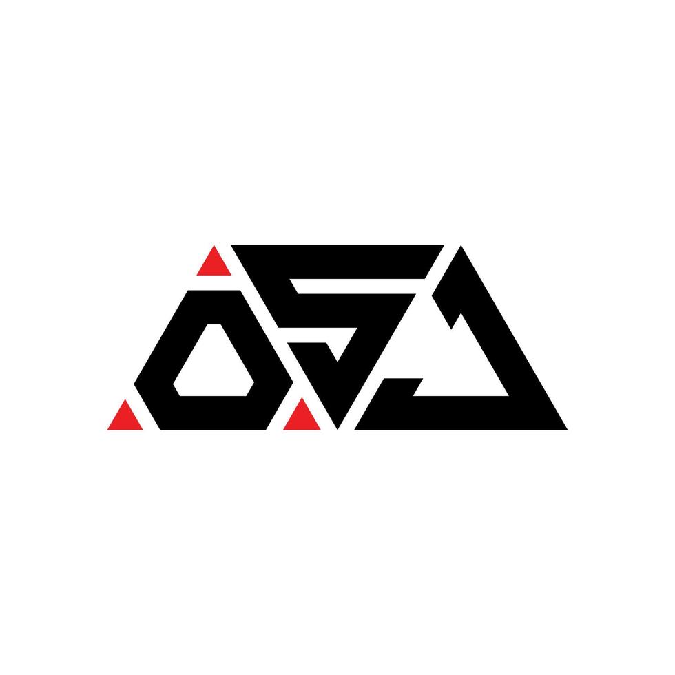 diseño de logotipo de letra triangular osj con forma de triángulo. monograma de diseño del logotipo del triángulo osj. plantilla de logotipo de vector de triángulo osj con color rojo. logo triangular osj logo simple, elegante y lujoso. osj