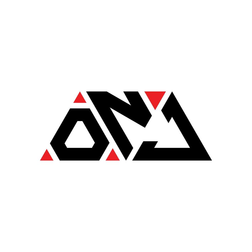 diseño de logotipo de letra triangular onj con forma de triángulo. monograma de diseño de logotipo de triángulo onj. plantilla de logotipo de vector de triángulo onj con color rojo. logotipo triangular onj logotipo simple, elegante y lujoso. onj