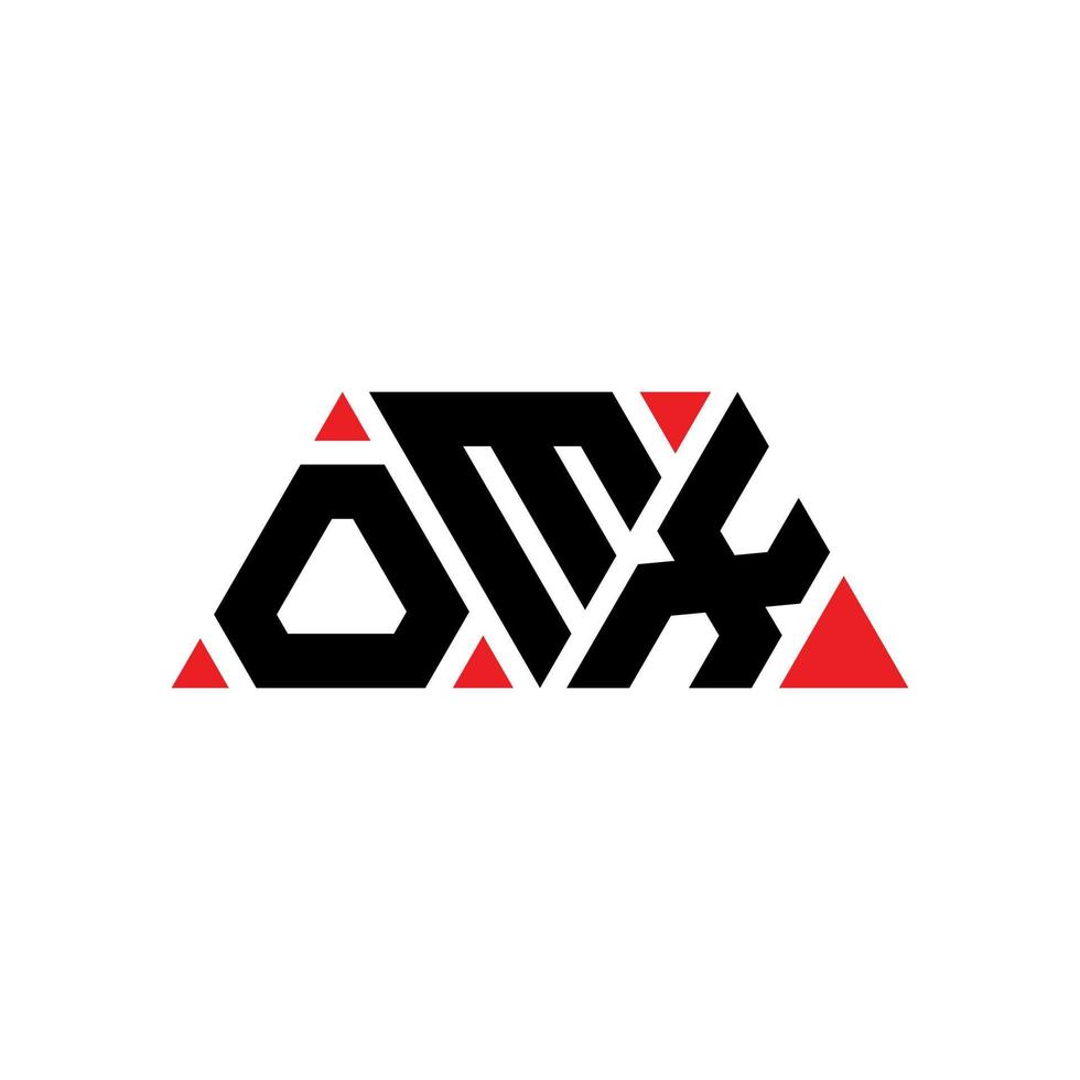 OMX triangle letter logo design with triangle shape. OMX triangle logo design monogram. OMX triangle vector logo template with red color. OMX triangular logo Simple, Elegant, and Luxurious Logo. OMX