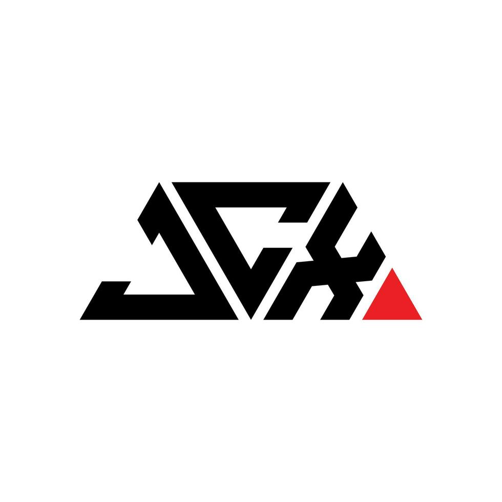 JCX triangle letter logo design with triangle shape. JCX triangle logo design monogram. JCX triangle vector logo template with red color. JCX triangular logo Simple, Elegant, and Luxurious Logo. JCX