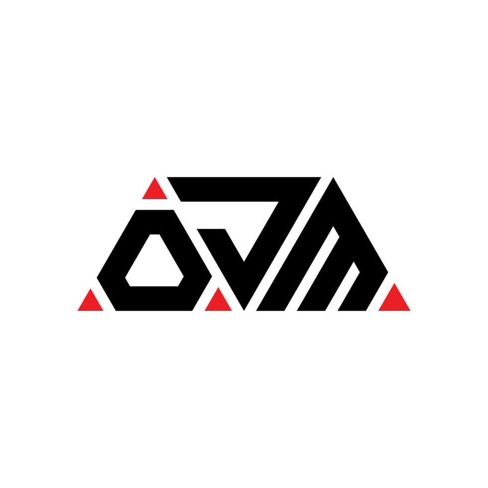 OJM triangle letter logo design with triangle shape. OJM triangle logo design monogram. OJM triangle vector logo template with red color. OJM triangular logo Simple, Elegant, and Luxurious Logo. OJM
