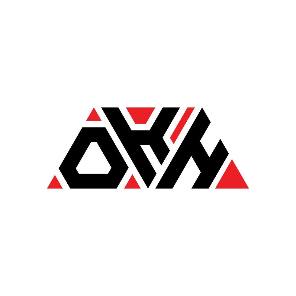 OKH triangle letter logo design with triangle shape. OKH triangle logo design monogram. OKH triangle vector logo template with red color. OKH triangular logo Simple, Elegant, and Luxurious Logo. OKH