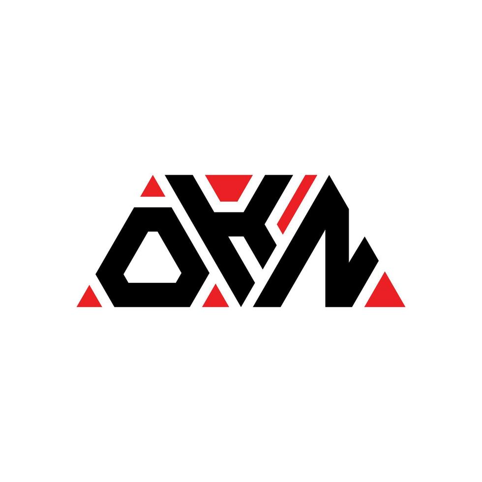 OKN triangle letter logo design with triangle shape. OKN triangle logo design monogram. OKN triangle vector logo template with red color. OKN triangular logo Simple, Elegant, and Luxurious Logo. OKN