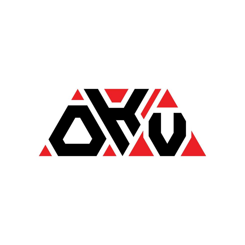 okv diseño de logotipo de letra triangular con forma de triángulo. monograma de diseño de logotipo de triángulo okv. plantilla de logotipo de vector de triángulo okv con color rojo. logotipo triangular okv logotipo simple, elegante y lujoso. ok