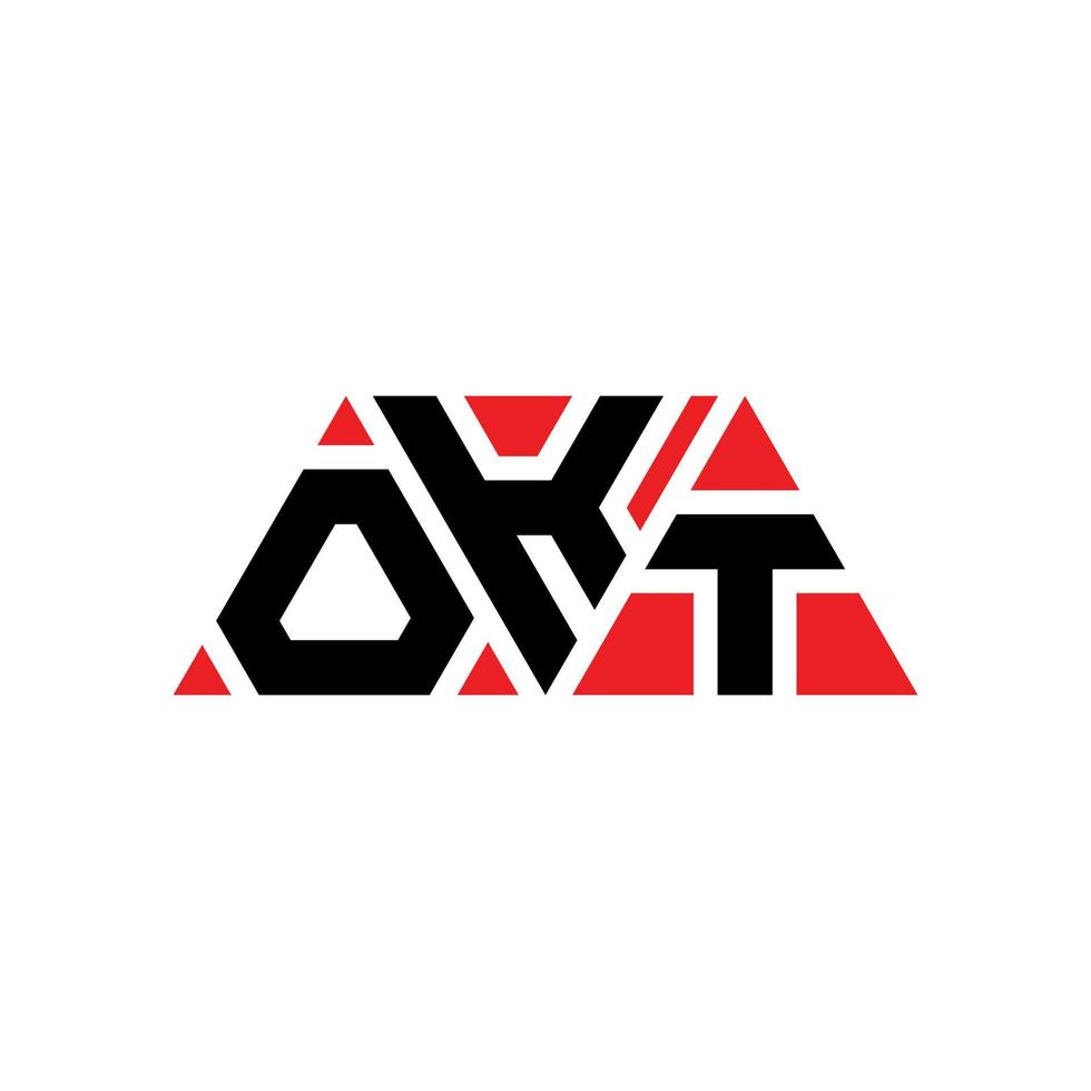 diseño de logotipo de letra triangular okt con forma de triángulo. monograma de diseño de logotipo de triángulo okt. plantilla de logotipo de vector de triángulo okt con color rojo. logo triangular okt logo simple, elegante y lujoso. bien