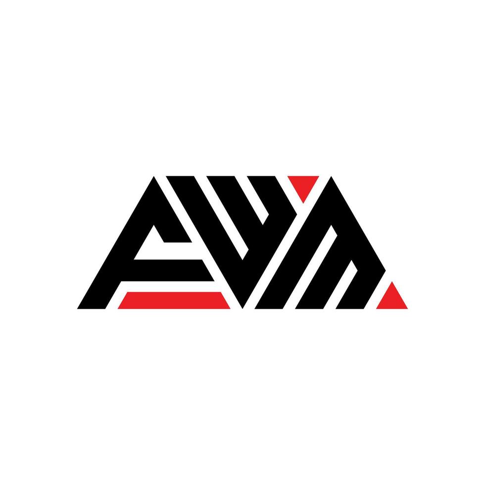 FWM triangle letter logo design with triangle shape. FWM triangle logo design monogram. FWM triangle vector logo template with red color. FWM triangular logo Simple, Elegant, and Luxurious Logo. FWM