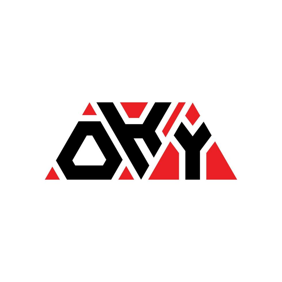 OKY triangle letter logo design with triangle shape. OKY triangle logo design monogram. OKY triangle vector logo template with red color. OKY triangular logo Simple, Elegant, and Luxurious Logo. OKY