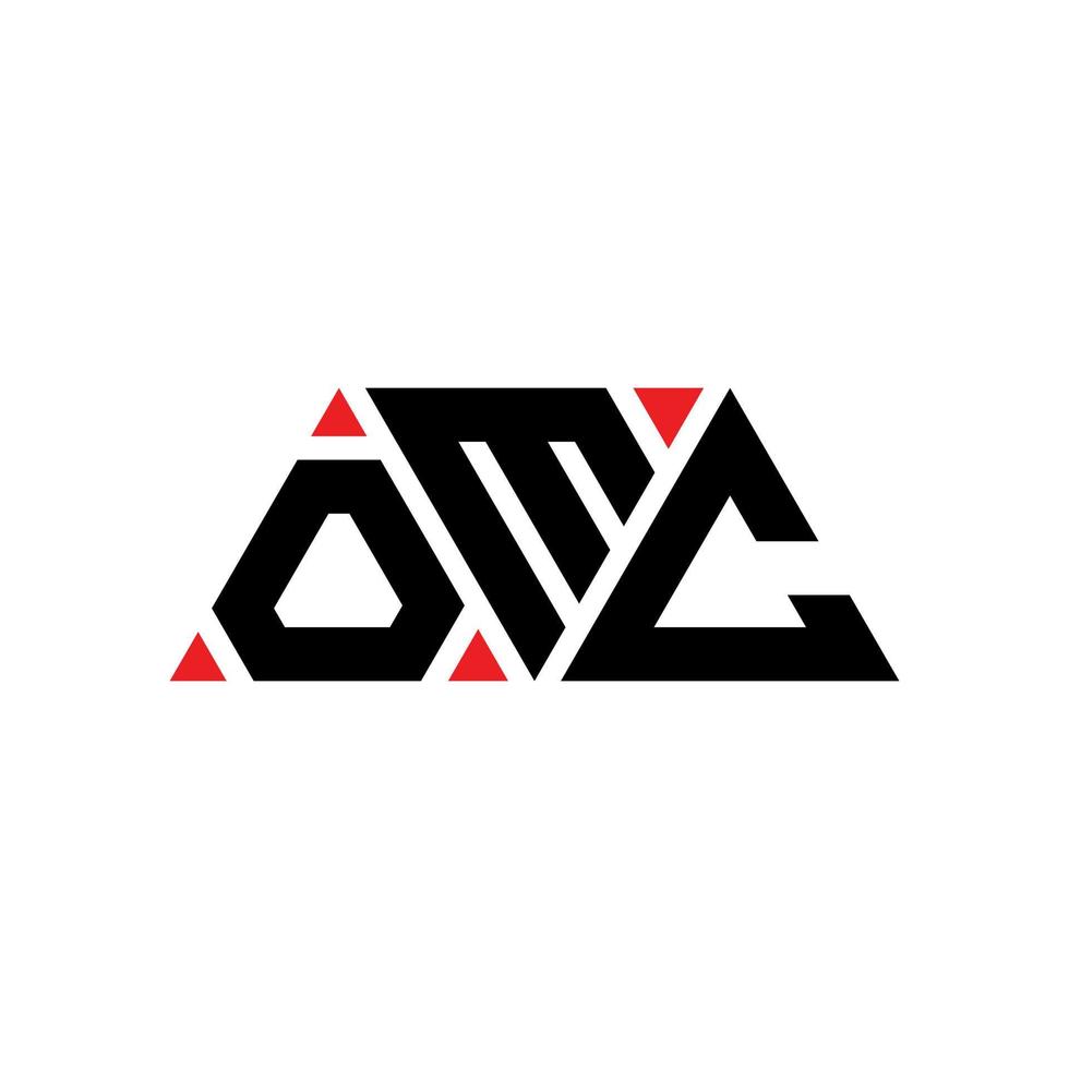 OMC triangle letter logo design with triangle shape. OMC triangle logo design monogram. OMC triangle vector logo template with red color. OMC triangular logo Simple, Elegant, and Luxurious Logo. OMC