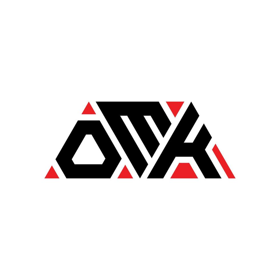 Diseño de logotipo de letra triangular omk con forma de triángulo. monograma de diseño de logotipo de triángulo omk. plantilla de logotipo de vector de triángulo omk con color rojo. logotipo triangular omk logotipo simple, elegante y lujoso. ok