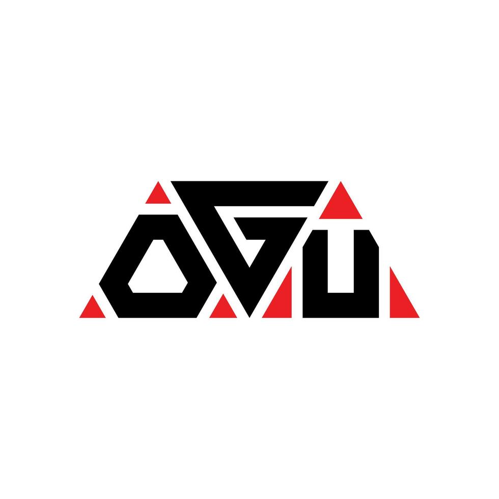 diseño de logotipo de letra triangular ogu con forma de triángulo. monograma de diseño del logotipo del triángulo ogu. plantilla de logotipo de vector de triángulo ogu con color rojo. logotipo triangular ogu logotipo simple, elegante y lujoso. ogu