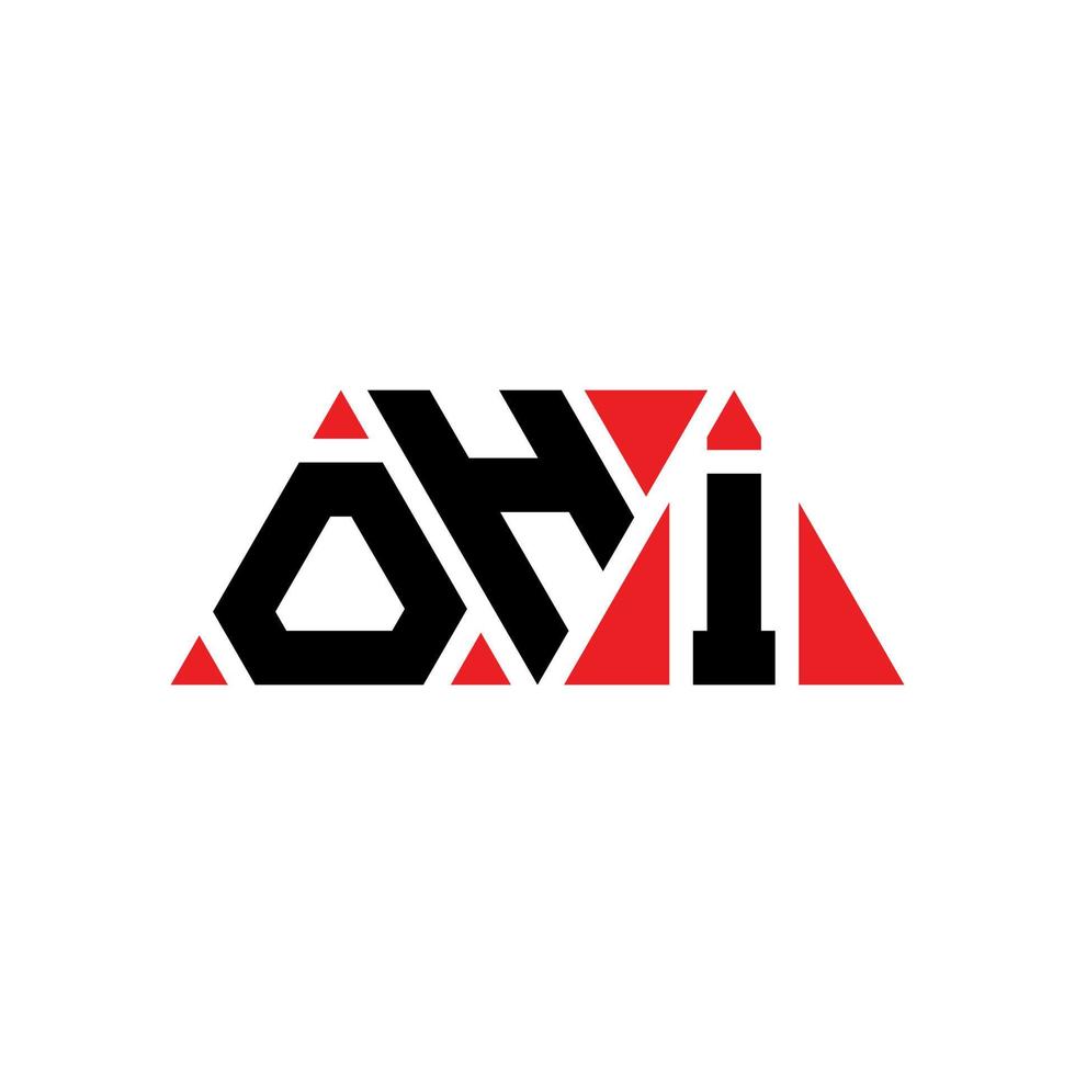 OHI triangle letter logo design with triangle shape. OHI triangle logo design monogram. OHI triangle vector logo template with red color. OHI triangular logo Simple, Elegant, and Luxurious Logo. OHI