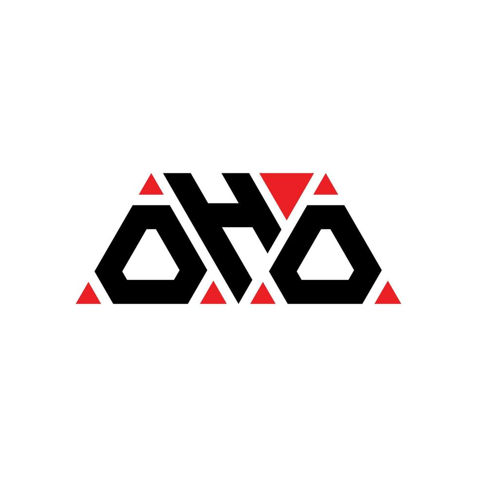 diseño de logotipo de letra triangular oho con forma de triángulo. monograma de diseño de logotipo de triángulo oho. plantilla de logotipo de vector de triángulo oho con color rojo. logotipo triangular oho logotipo simple, elegante y lujoso. oh