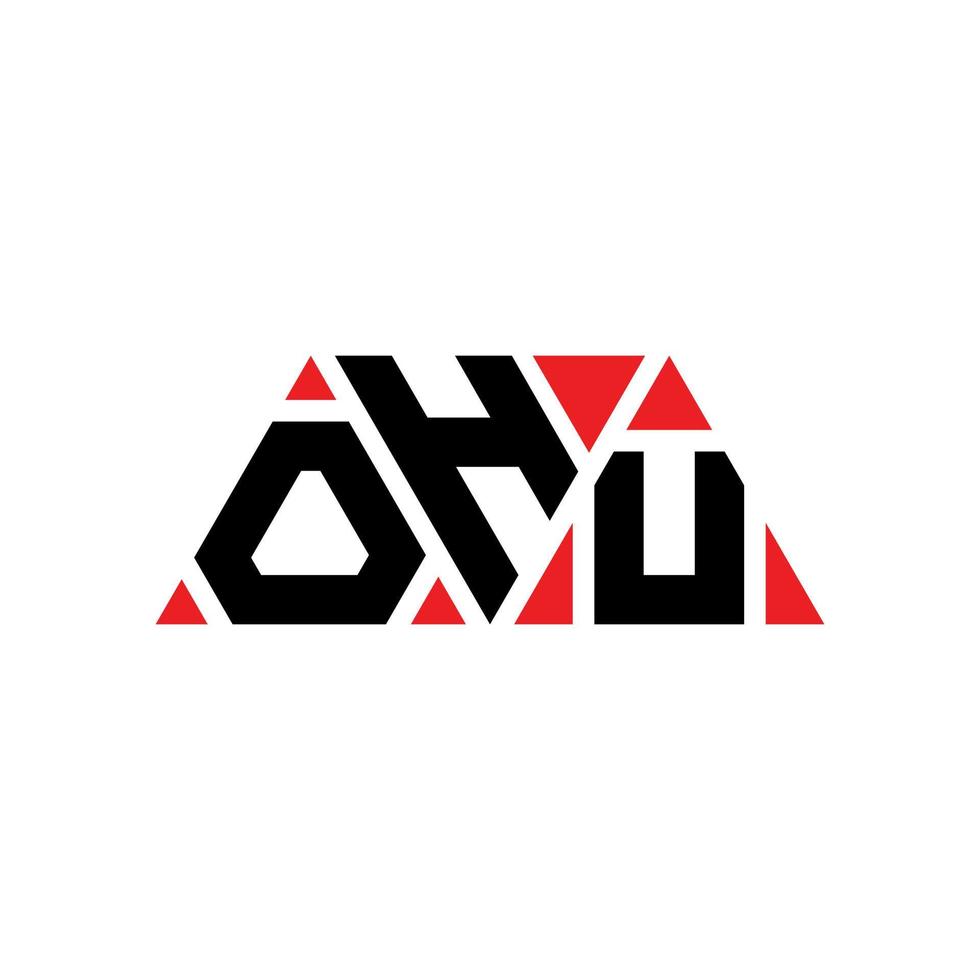 OHU triangle letter logo design with triangle shape. OHU triangle logo design monogram. OHU triangle vector logo template with red color. OHU triangular logo Simple, Elegant, and Luxurious Logo. OHU